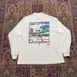VTG‎ 2000 Champoeg Championship 30km Running Graphic Long Sleeve Shirt M White